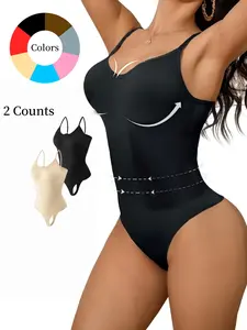 Women's Adjustable Thin Strap Body Shaper Tank Top, Seamless Thong Design, Breathable Slimming Underwear, All Seasons Wear