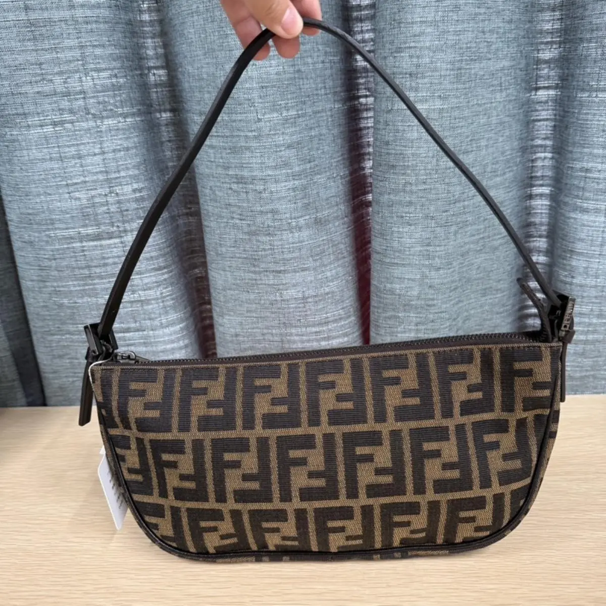 Pre-owned FENDI As Shown Shoulder Bags Zucca Pochette Accessoires 17852