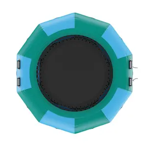 VEVOR Inflatable Water Bouncer, 12ft Recreational Water Trampoline, Portable Bounce Swim Platform with 3-Step Ladder & Electric Air Pump, Kids Adults Floating Rebounder for Pool, Lake, Water Sports