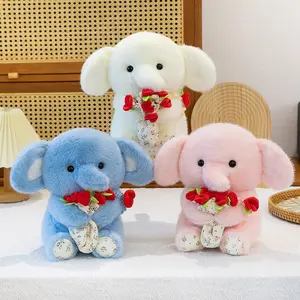 1PC Cute Little Elephant Plush Toy with Flowers, Soft Stuffed Animal, symbolizing health, happiness, joy and loyalty. It is the perfect Mother's Day gift for mom, and also a great gift for best friends, birthdays and lovers.