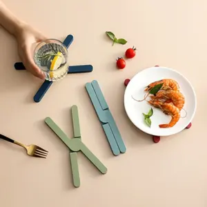 2pcs Silicone Folding Pot Mat, Creative Cross Design, Multi-Functional Kitchen Table Food Cup Pad, Heat Insulating Pad