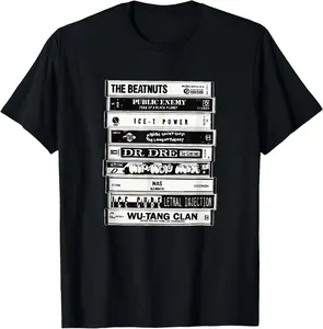 100% cotton Unisex Hip Hop Artists Cassettes Old School Rap T-Shirt