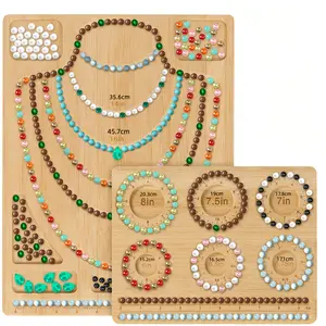 1pc Bamboo Beading Board with Size Markings for Necklace & Bracelet DIY, Jewelry Organizer Tray, Lightweight Craft Tool for All Skill Levels