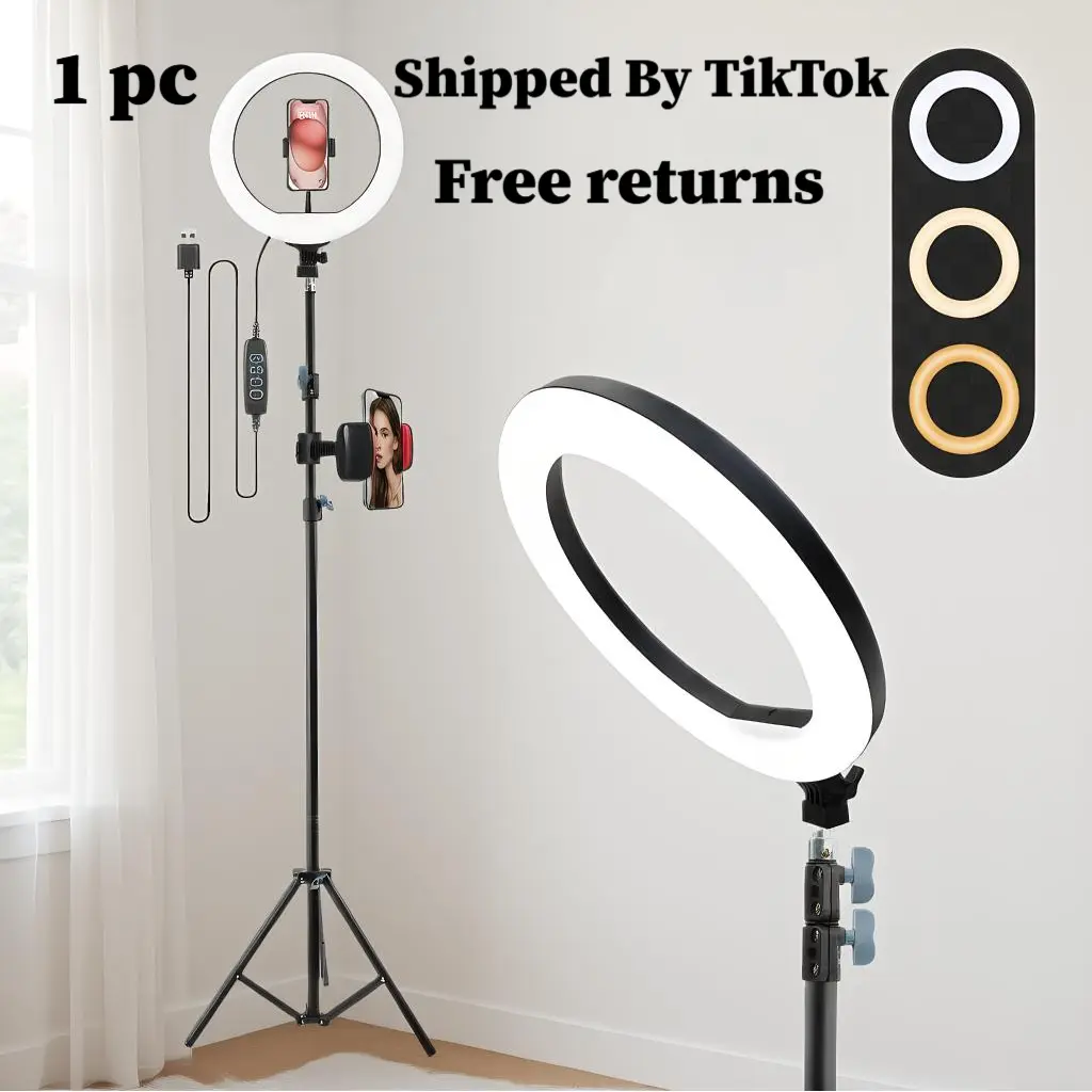 12" Ring Light with 71" Adjustable Stand for Pet Video Recording, Cute LED Circle Light with Phone Holder for Cat Dog Photography Animal Vlog TikTok Pet Challenge Funny Video Making Bright Eye Catching Light