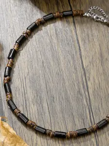 Boho Shell Wood Bead Spacer Necklace for Men, Casual Beach Vacation Jewelry, Unique Design, Stylish Accessory, Modern Versatile Accessories