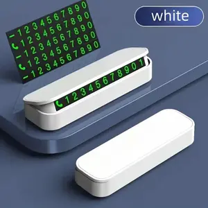 Car Phone Number Display Plate, Noctilucent Press-to-Hide License Plate Holder, Durable Plastic Temporary Parking Contact Info Sign, Car Interior Accessories