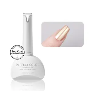 【FREE GIFT】Top Coat for Chrome Nail Powder 15ML, No Wipe Mirror Effect Finish Gel Polish Long Lasting Soak Off Nail Lamp High Shiny for Home Salon DIY Professional Manicure Nail Art Gift
