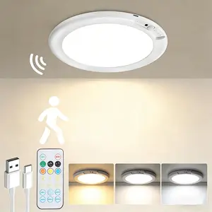 Smart Rechargeable Motion Sensor Ceiling Light with Adjustable Brightness, Magnetic Wireless Remote Control Support,  for Bathroom Pantry Hallway Porch, Suitable for Bedroom Living Room Home Decor