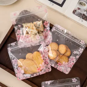 50pcs/100pcs Sakura Sealed Bags, Resealable Packaging, Transparent Window Design, Durable and Safe Storage Solution, for Cosmetics Jewelry Food Business Use