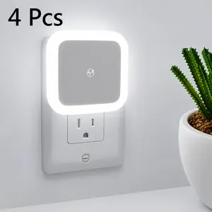 4-Pack LED Night Lights with Smart Dusk to Dawn Sensor, Plug-in Soft White Night Lamp for Bedroom, Hallway, Bathroom, Nursery, Kitchen & Kids Room, Energy Efficient Indoor Night Light