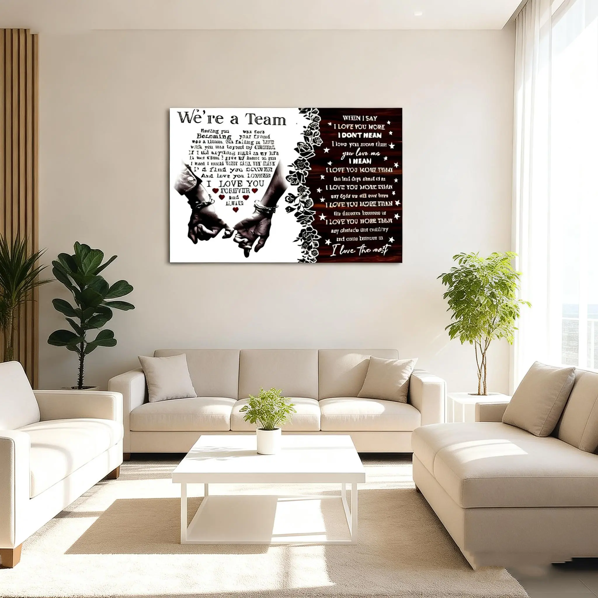We're A Team Art Painting Decorative Classic Poster Art Wall Art Oil Painting Art Canvas Poster Decorative Living Room Art Decoration Vintage Letter Print Artistic Wood Photo