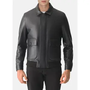 Mens Slimfit Black Lambskin Leather Jacket