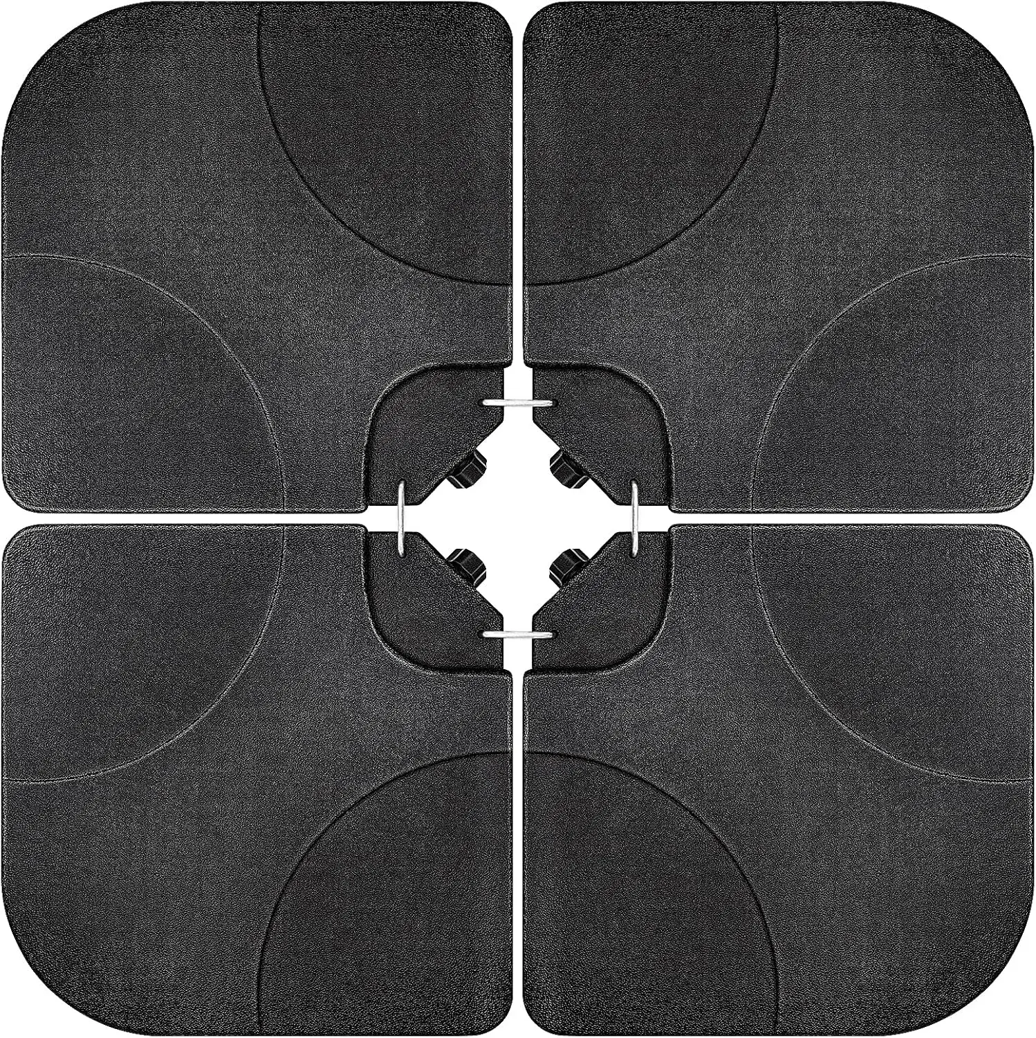 inCustom 4PCS  Fillable Square Offset Umbrella Base 176lbs Dark Black, Heavy-Duty Water & Sand Filled Cantilever Patio Umbrella Base, Detachable Square Parasol Base for Outdoor Patio Garden Poolside
