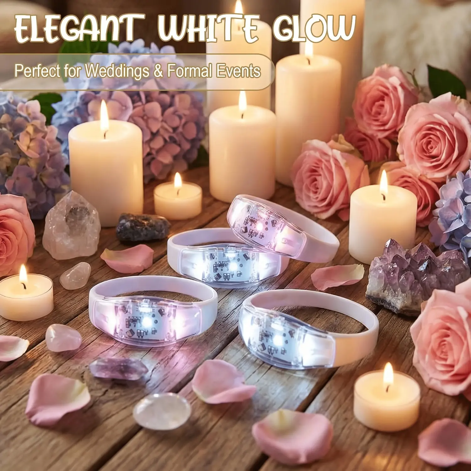 Micrency White LED Glowing Wristbands - 20/60 Count Sound-Activated Festive Party Supplies for Weddings, Concerts, Event Decor & Accessories summerwins