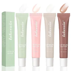 4pcs Lip Butter Balm, Hydrating Lip Balm with Sheer Tint, Plumps Moisturizing Hydrating Lip Mask, Vegan Non-Sticky Lip Glowy Balm for Instant Moisture, Shine, & Soothing Lip Care