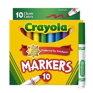 Crayola Broad Line Markers, 10 Ct Classic Colors, School Supplies for Teachers and Kids, Classroom Essentials, 3+