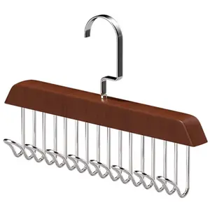 Solid Wood Hanger with 8 Hooks, Clothes Hanger for Underwear, Strap Storage Artifact, Clothes Hanging Storage Rack, Special Hanger