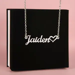 Personalized Name Necklace silver writting with Heart, Gifts for Women with Luxury Box, Heart Name Necklace, Birthday Gift For Her, Jewelry gift for women, Bestfriend Gifts, heart necklace, stackable necklace, necklace jewelry