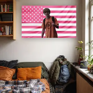 Walker Scobell Flag | Percy Jackson Pink American Flag | Camp Half-Blood Wall Decor