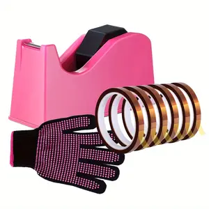 8Pcs Heat Tape Dispenser Set,Including 1Pcs Sublimation Tape Dispenser,1Pcs Heat Resistant Gloves with Silicone Bumps And 6Pcs Heat Tape for Sublimation Nonskid Base Weighted Desktop for Office Home