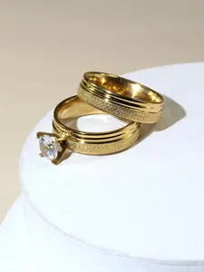 High-Quality Artificial Gemstone Ring Set with Cubic Zirconia Decoration by SHABA