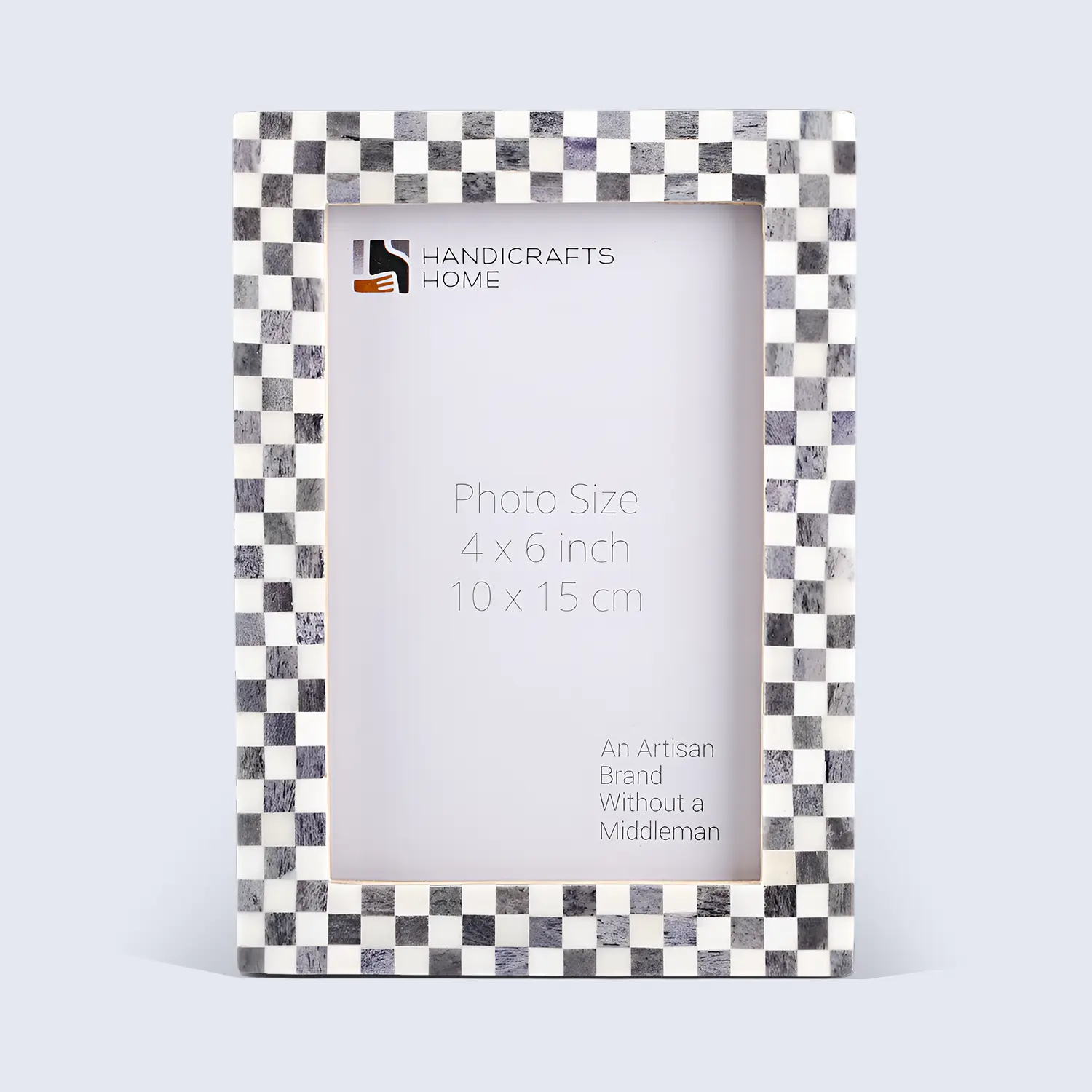 Handicraft Home Handmade Checkered Picture Frame Bone Inlay Black White in 3 sizes