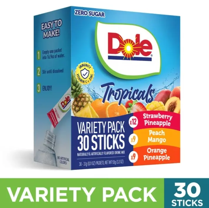 Dole Powder Drink Mix Variety Pack, Sugar-Free, 30 Ct