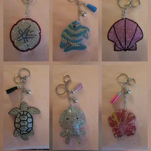 Beach Theme Bling Charms - Assorted Designs with Starfish, Mermaid, and Turtle Motifs in rhinestone Finish