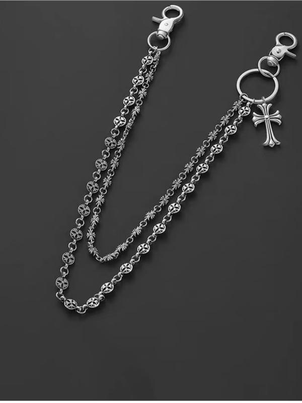 Punk Rock Metal Waist Chain, Unisex Hip Hop Jewelry Gift Pendant, Large Ring Wallet Keychain, Denim Jeans Accessory