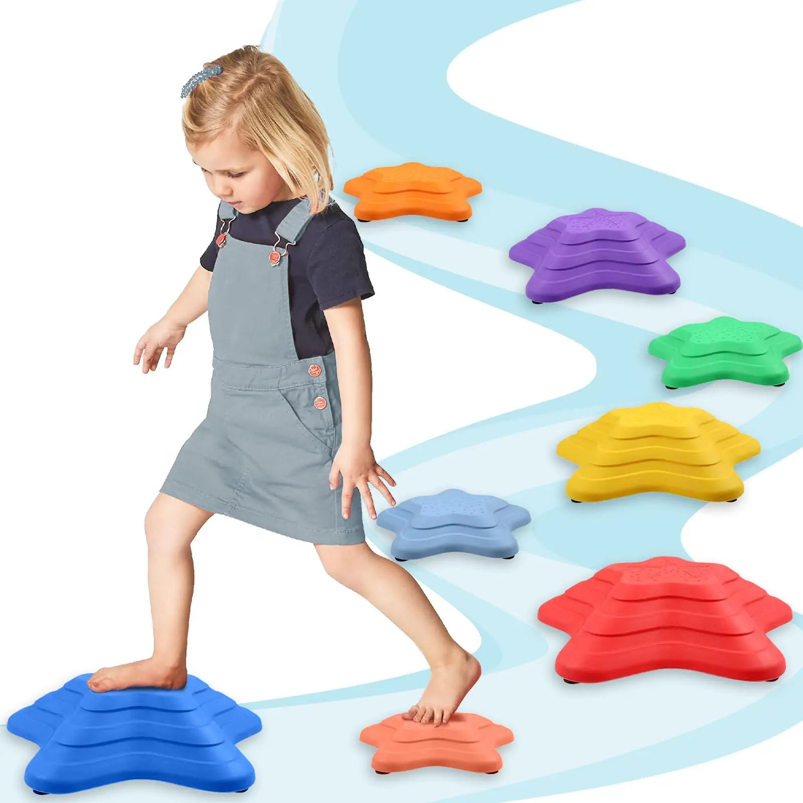 Stepping Stones for Kids, Set of 8 PCS for Balance with Non-Slip Bottom - Exercise Coordination and Stability