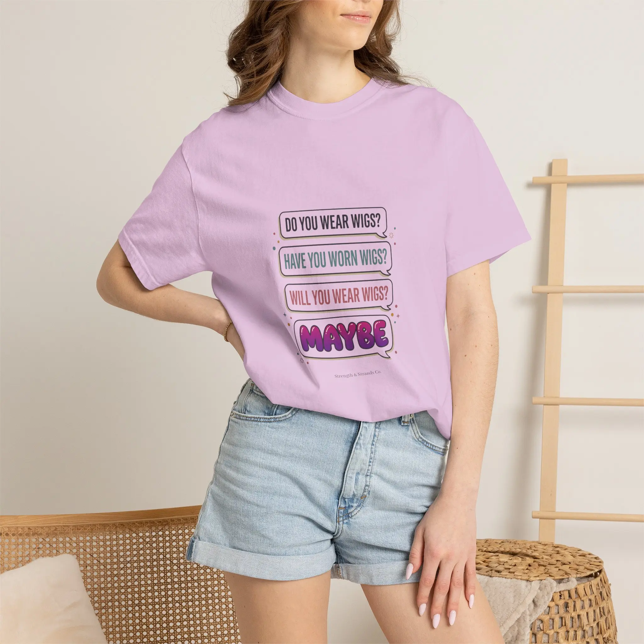 Maybe Wigs Speech Bubbles T-Shirt | Funny Conversation Graphic Tee