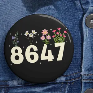 8647 Floral Button Pin, Activist Gift for Protest, FDT Anti Trump MAGA Accessory, Fuck Trump Activism, Democratic Pride, Cute Resist Rascism