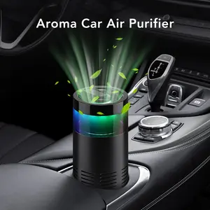 Mini Car Air Purifier, Fast Cleaning Smoke Dust Pet Odor, Portable Air Freshener with Atmosphere Light, Suitable for All Cars
