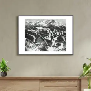 Vail Mountain Winter Skiing Pencil Drawing 11x14 Matted Art Print Captivating Winter Sports Artwork for Room Wall Decor Multicolor Ornaments Ideal for Framing and Display - Adventure