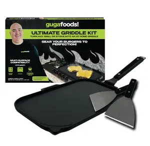 Guga Foods Ultimate Griddle Kit, Stainless Steel Spatulas, Multi-Surface Compatibility, 4-Piece Kit