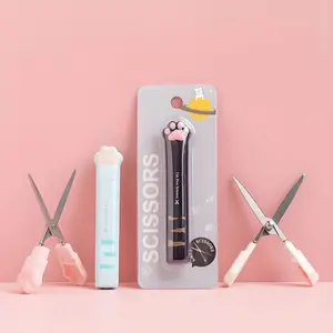 4 cute minimalist scissors Cat paw, dopamine colour theme Minimalist style Stainless steel material DIY art craft journal cutting stationery cat paw scissors