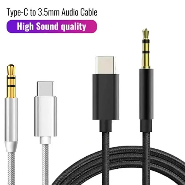 Type C to Aux Cable Nylon Braided Type-C Male To 3.5mm Cord Car AUX Music Audio Adapter Type C to Aux Cable Nylon Braided Type-C Male To 3.5mm Cord Car AUX Music Audio Adapter