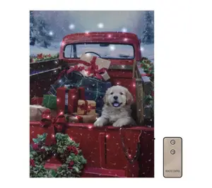 LumaBase Battery-Operated Lighted Wall Art - Christmas Puppy