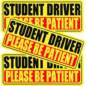 Student Driver Magnet for Car, 3 Pack Please Be Patient New Student Driver Sticker Safety Warning Reflective Signs, Reusable Magnetic Reflective Rookie Drivers Bumper Sticker