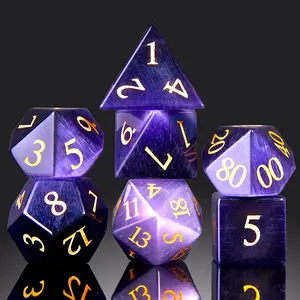 7PCS Crystal Gemstone DND Dice Set – Luxury K9 Crystal Polyhedral Dice, Fragile Collector Display Dice – Unique Valentine’s Day Gift for DND & RPG Fans