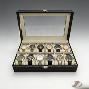 Elegant Watch Storage Box with 12 Slots for Watches, Multifunctional Jewelry Organizer, Watch Protector, Perfect for Gift & Home Decor Display
