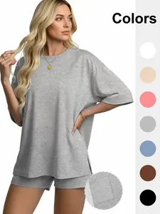 💕Women's loose two-piece maternity loungewear set, short-sleeved top + shorts, comfortable for everyday wear with practical pockets, available in multiple colors to suit various occasions, full of relaxation!