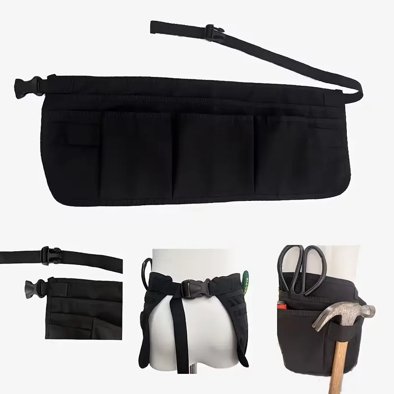 Unisex Practical Tool Apron with Waist Design, 10 Pockets, 2 Hammer Loops, Adjustable Length, Ideal for Gardening, Construction, Carpentry, Electrical Work