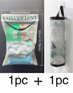 1pc Hanging Garbage Bag Storage Plastic Bag Holder Mesh Hanging Storage Dispensers Foldable Breathable Washable Hanging Mesh Garbage Bag Organizer Home Kitchen Supplies