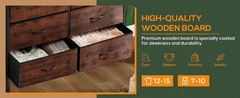 [Deal] Dresser for Bedroom with 9 Drawers, Clothes Drawer Fabric Closet Organizer Cabinet, Large Chest Storage Tower with Metal Frame & Wood Tabletop