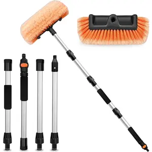 72"  Wash Brush with Long Handle, Flow-Thru Soft Bristle  Washing Brush with Extendable Handle and Hose Attachment and /Off  for , RV, SUV, , Boat, House Siding