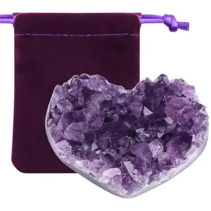 Amethyst Crystals and Healing Stones Gem Stones Heart Crystal Cluster Gemstones Rock Geode Purple Protection Crystals Raw Stone Heart Decor Energy Balance Reiki Room Decor 1Pc 1.181.57 in