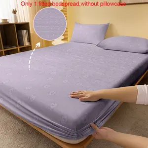 1 Simple Modern Plants Flowers Purple background Laying flowers Printed Matte Fitted Sheet,Bedroom Printed Bedspread,Bedding (Excluding Pillowcases)