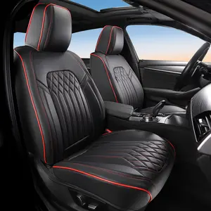 XIANGTA  Ultra luxury leather car seats,universal car seat covers,waterproof  easy to clean Full Set Black Seat Covers for Ford Trucks Black Blue Stitched Ram Seat Cushions car seat cover full set Suitable for sedans and SUVs pickup trucks red stitching
