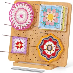 11.8" Crochet Blocking Board with 20 Pegs,  Granny Square Blocking Board for Knitting and Crochet Projects, Blocking Mats for Crocheting, Crocheting Accessories Gifts for Crocheters